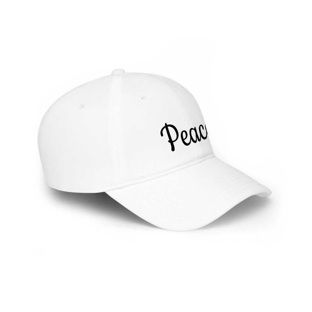 Peace Embroidered Baseball Cap — Low Profile White Hat