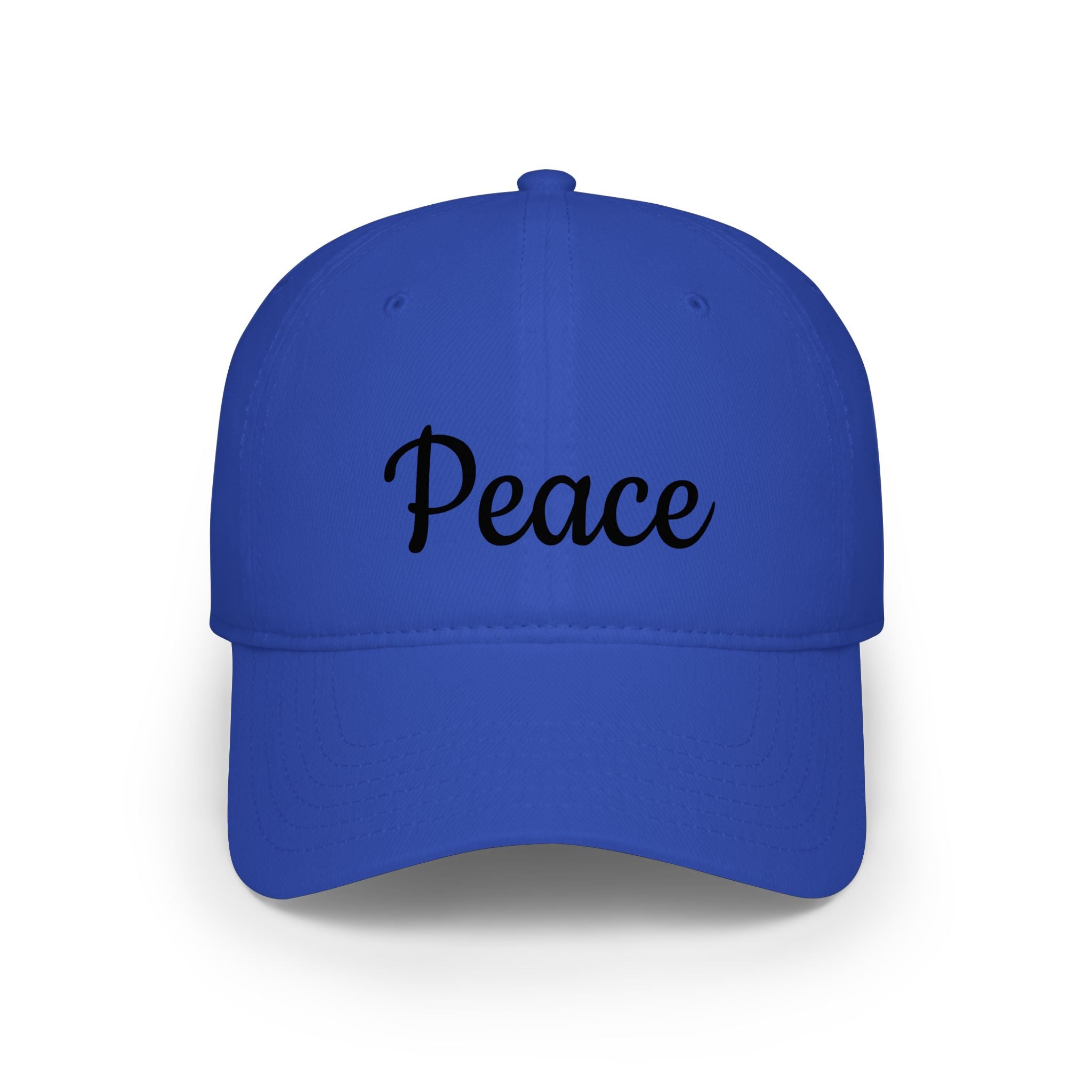 Peace Embroidered Baseball Cap — Low Profile White Hat