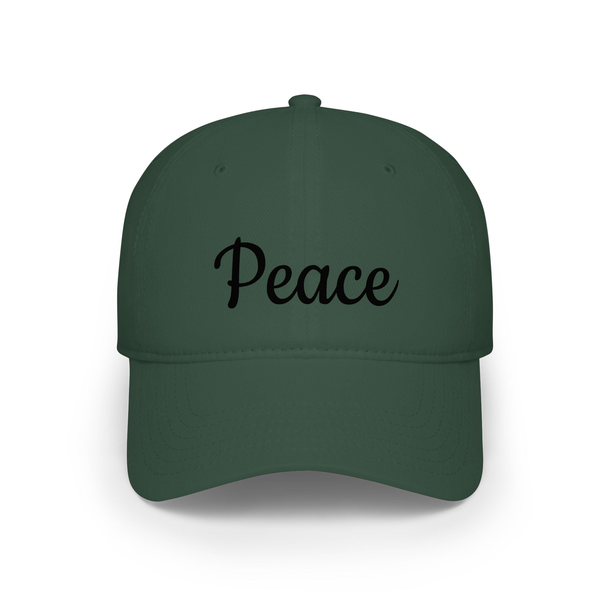 Peace Embroidered Baseball Cap — Low Profile White Hat