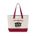 Canvas Tote — "It's a New Day" Inspirational Zippered Tote Bag