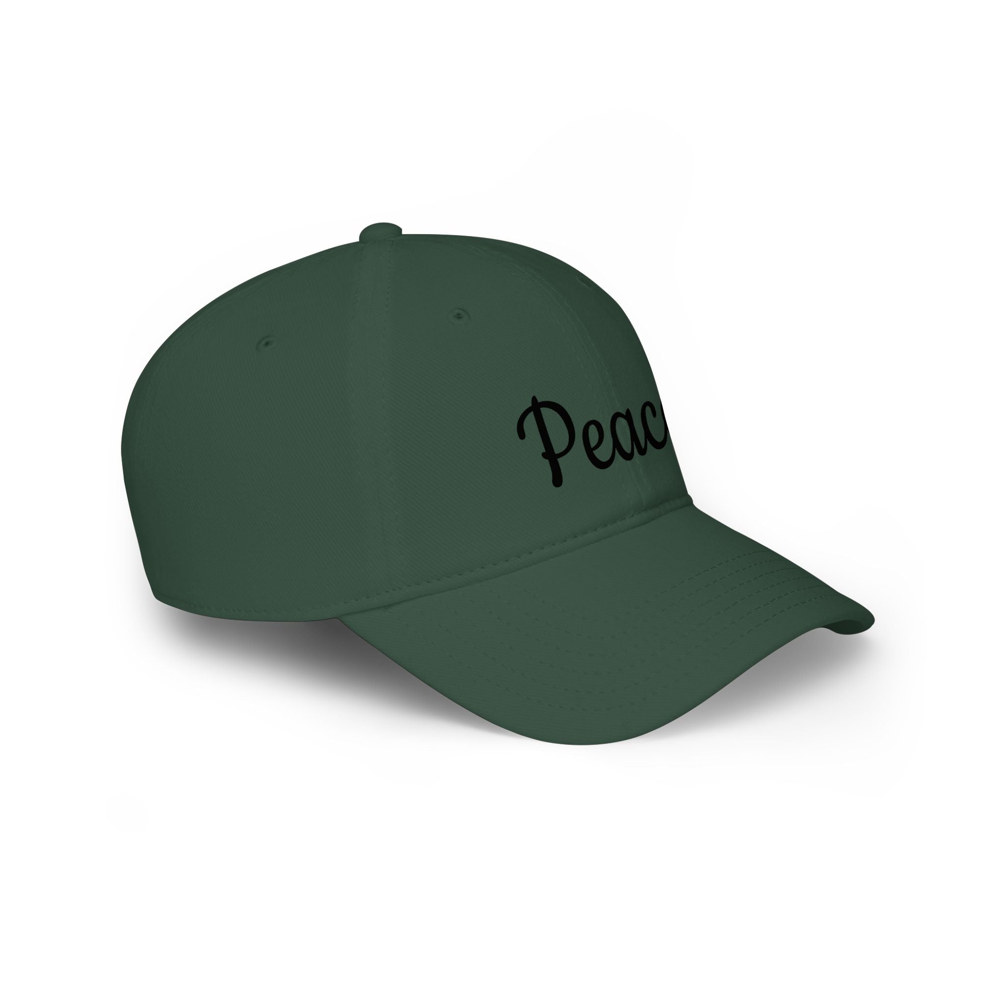 Peace Embroidered Baseball Cap — Low Profile White Hat