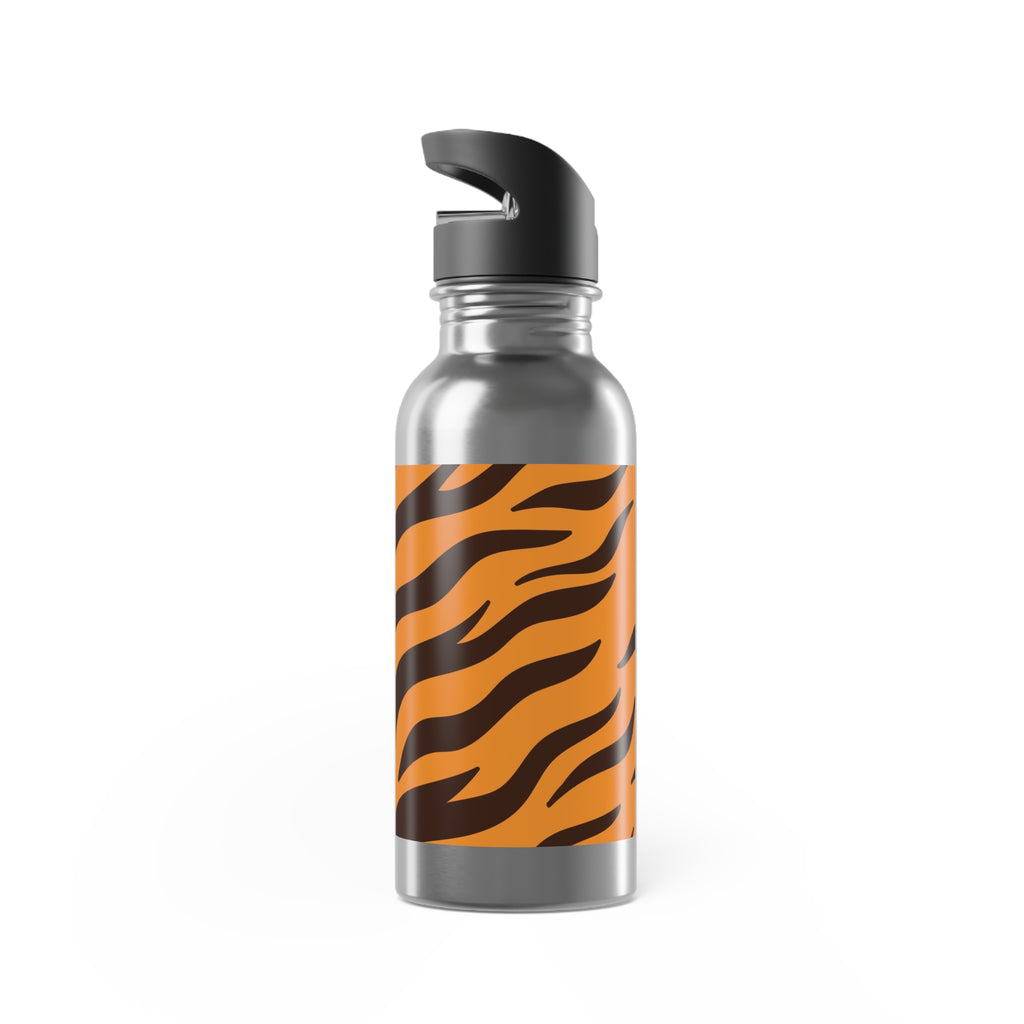 Tiger Stripe 20oz Stainless Steel Water Bottle with Straw — Orange & Black Animal Print