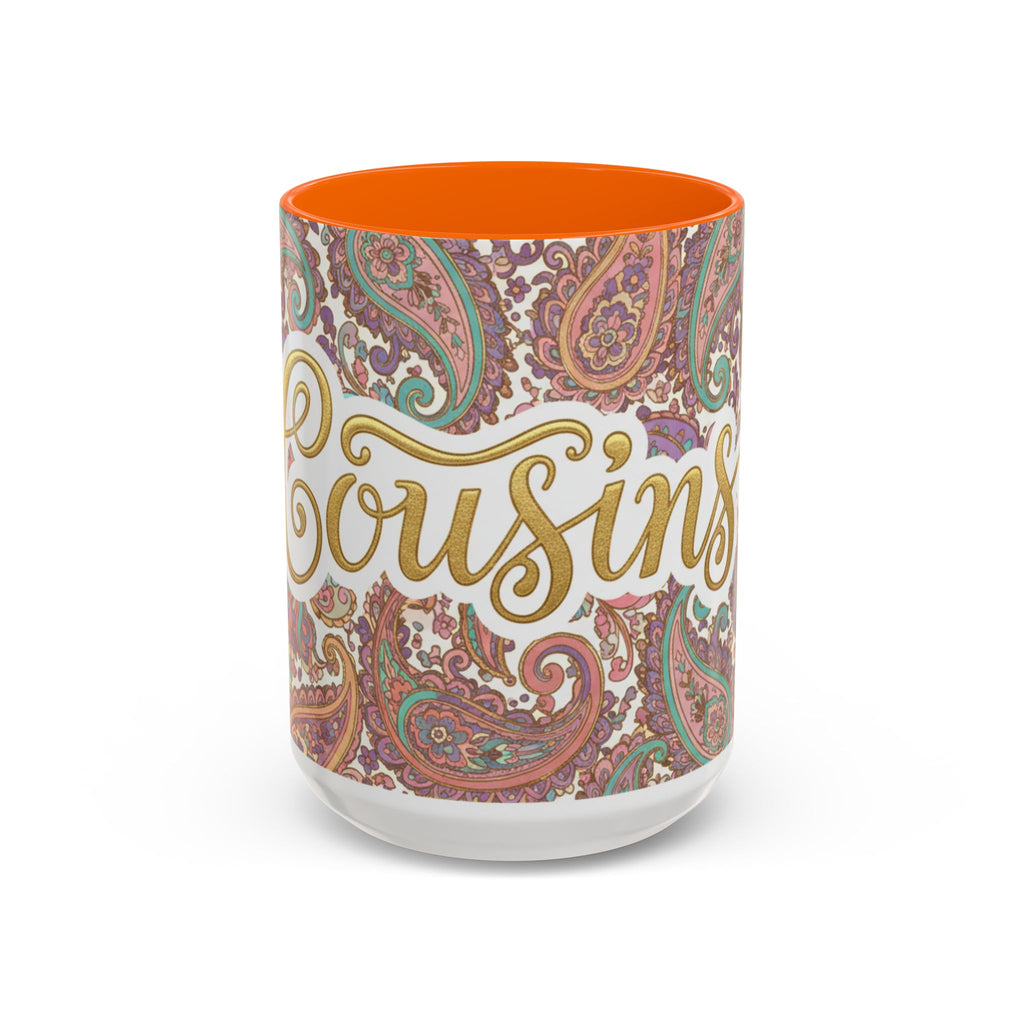 Cousins Paisley Accent Coffee Mug – 11/15oz Ceramic Gift