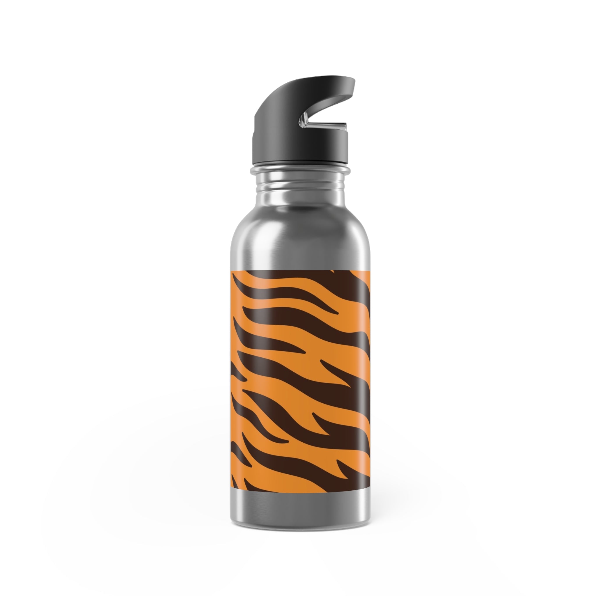 Tiger Stripe 20oz Stainless Steel Water Bottle with Straw — Orange & Black Animal Print