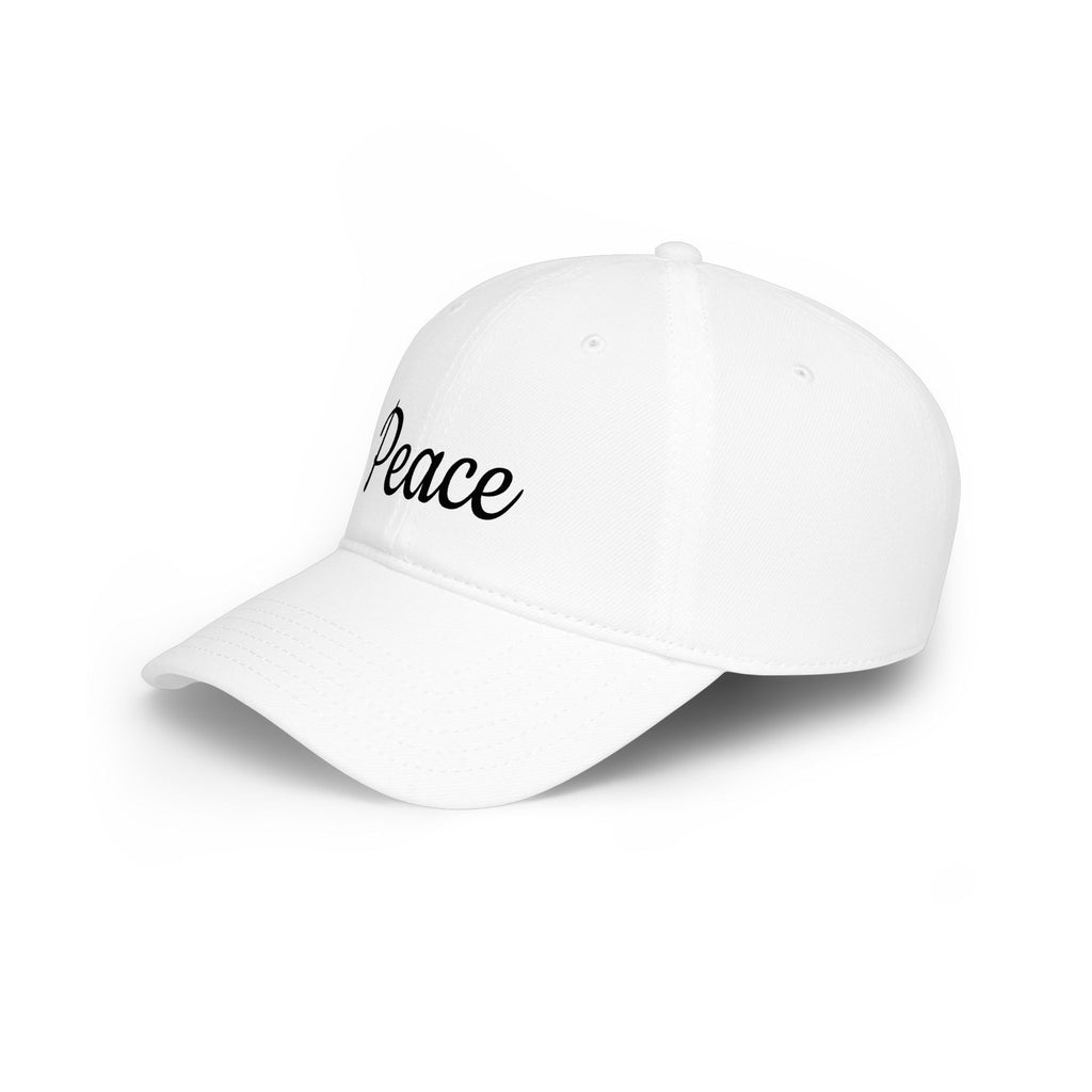 Peace Embroidered Baseball Cap — Low Profile White Hat