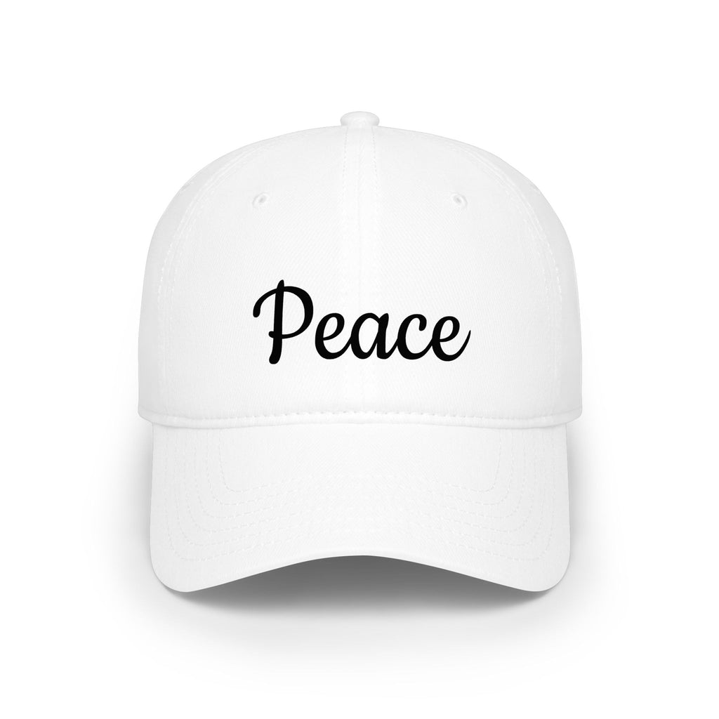 Peace Embroidered Baseball Cap — Low Profile White Hat