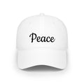 Peace Embroidered Baseball Cap — Low Profile White Hat