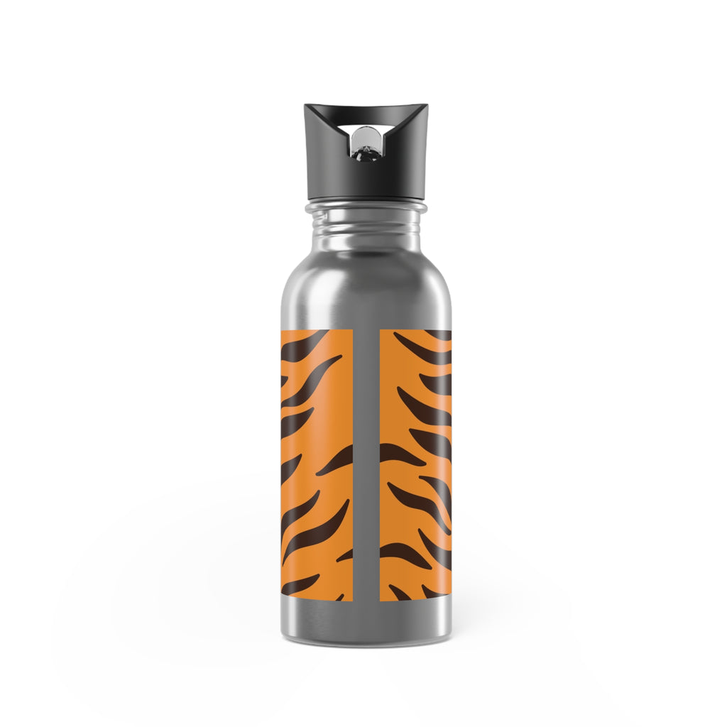 Tiger Stripe 20oz Stainless Steel Water Bottle with Straw — Orange & Black Animal Print