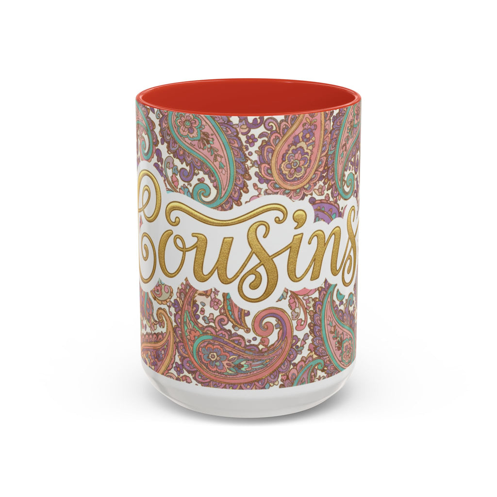 Cousins Paisley Accent Coffee Mug – 11/15oz Ceramic Gift